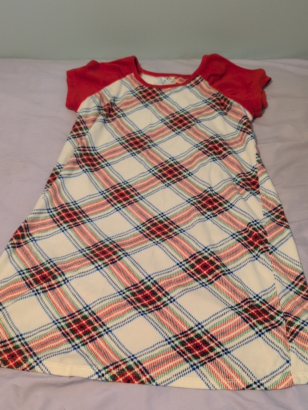 wonder nation Red Sleeve Plaid Nightgown
